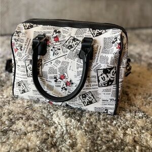 Mickey Mouse Newspaper Print Handbag - Black and White
